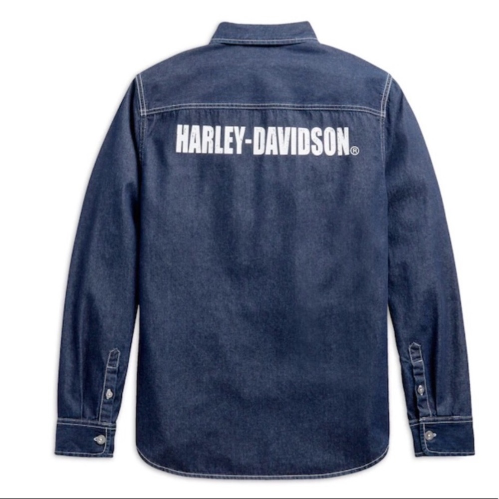 NWT HARLEY DAVIDSON Slim Fit Denim Button Shirt XL